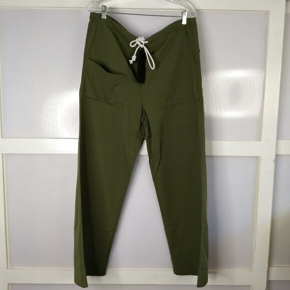 Local European Olive Green Oversized Rip Stop Pants New NWT 100% Polyester XS/S - Picture 1 of 14